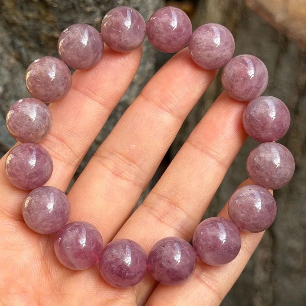 14mm stretchable purple‎ rose quartz bracelet 0804